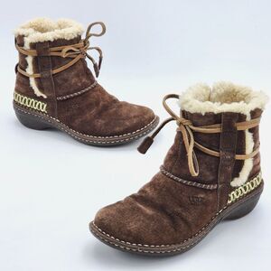 UGG Australia Cove Shearling Lined Suede Leather Winter Snow Boots Brown Size 6